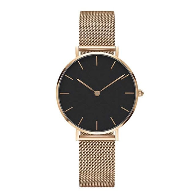 Fashion Big Brand Women Stainless Steel Strap Quartz Wrist Watch Luxury Simple Style Designed Watches Women's Clock