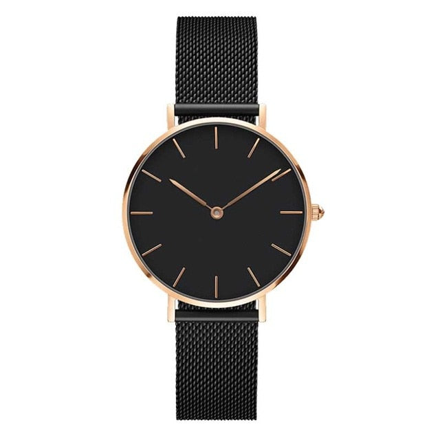 Fashion Big Brand Women Stainless Steel Strap Quartz Wrist Watch Luxury Simple Style Designed Watches Women's Clock